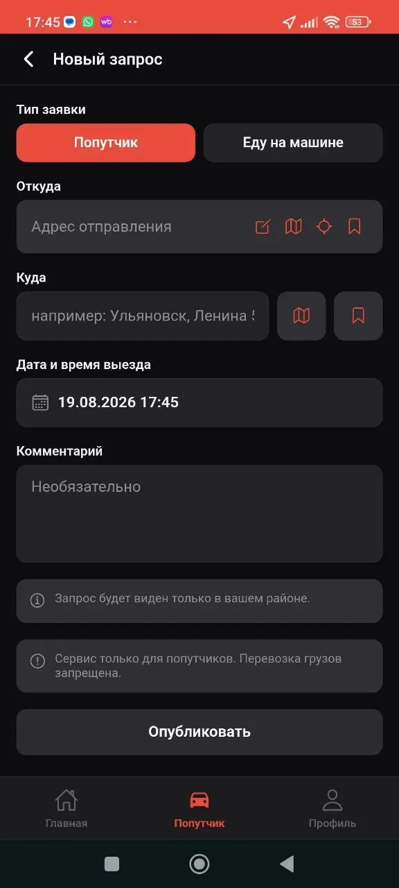 Скриншот приложения, тёмная тема 21